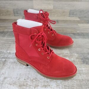 Saint Morta Legion Mens Boots Sz 12 Red Gum Suede Comfort Lace Up Back Zip
